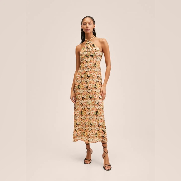 Mango Floral Halter Neck Midi Dress - Picture 1 of 9